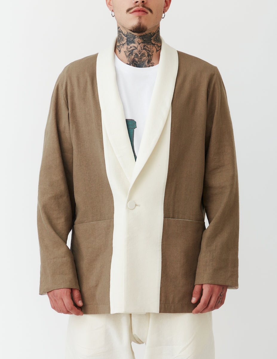 euro vintage cotton linen jacket アイボリー