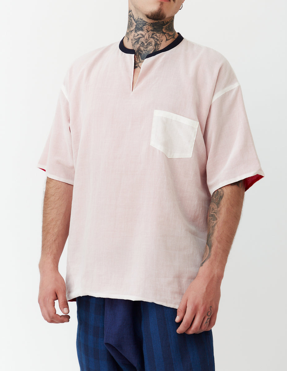 Reversible Woven Fabric T-Shirt ～white/red～ – NOBNAGA Paris | T-Shirts