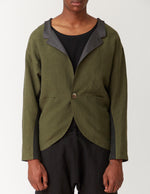 TAPED SIDE STANDING COLLAR SINGLE 1BUTTON JACKET moss green