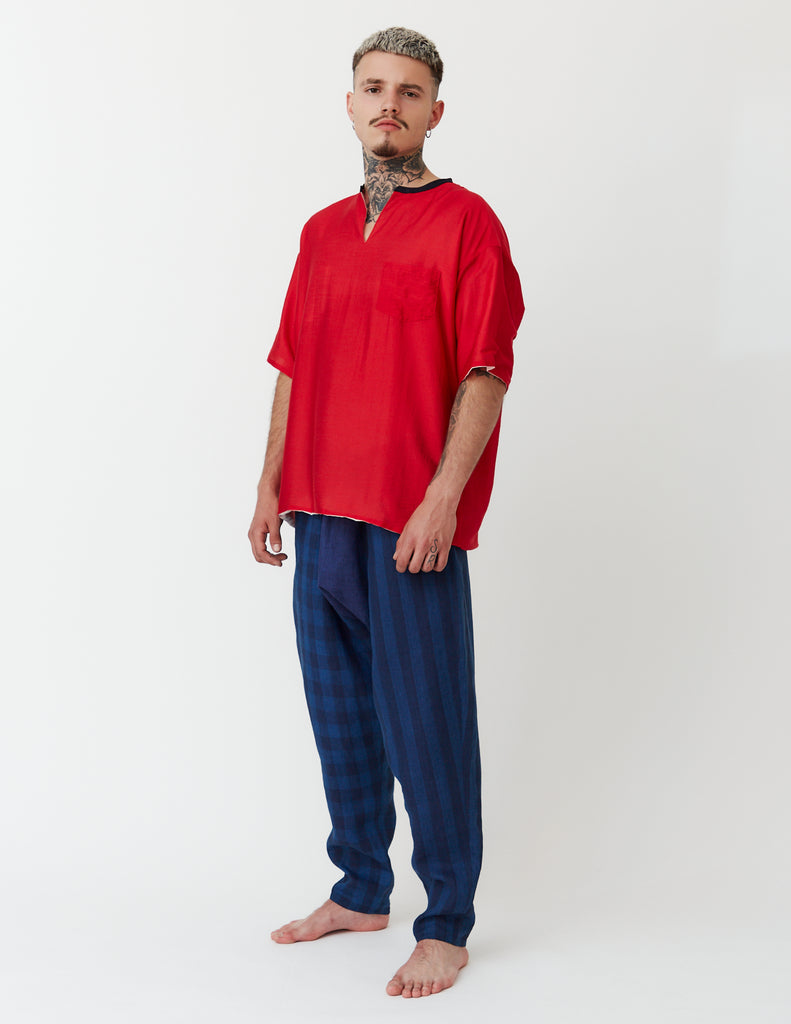 Reversible Woven Fabric T-Shirt ～white/red～ – NOBNAGA Paris