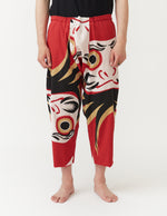 8/10 Length Sarrouel Style Drawcord Pants～japanese tenugui DHARUMA～