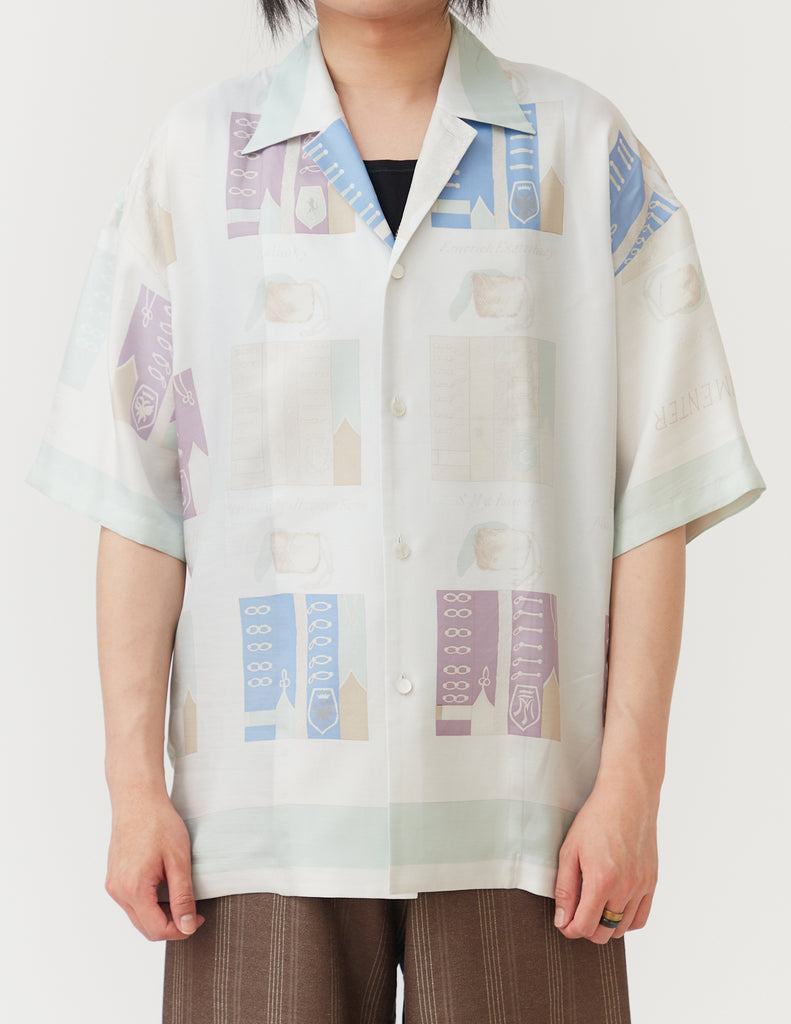 Open Collar Short-Sleeve Shirt ～pastel multicolor motif