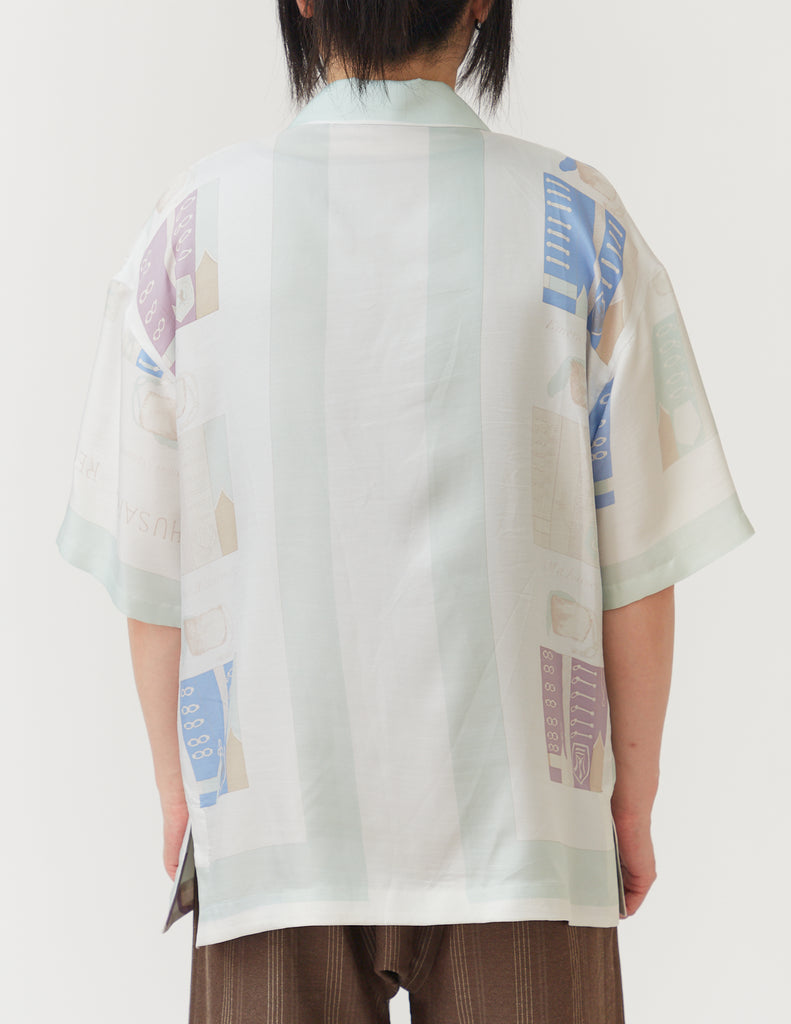 Open Collar Short-Sleeve Shirt ～pastel multicolor motif